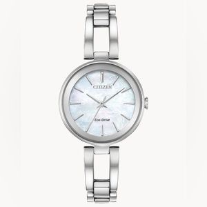 Silver citizen women’s watch pearl face